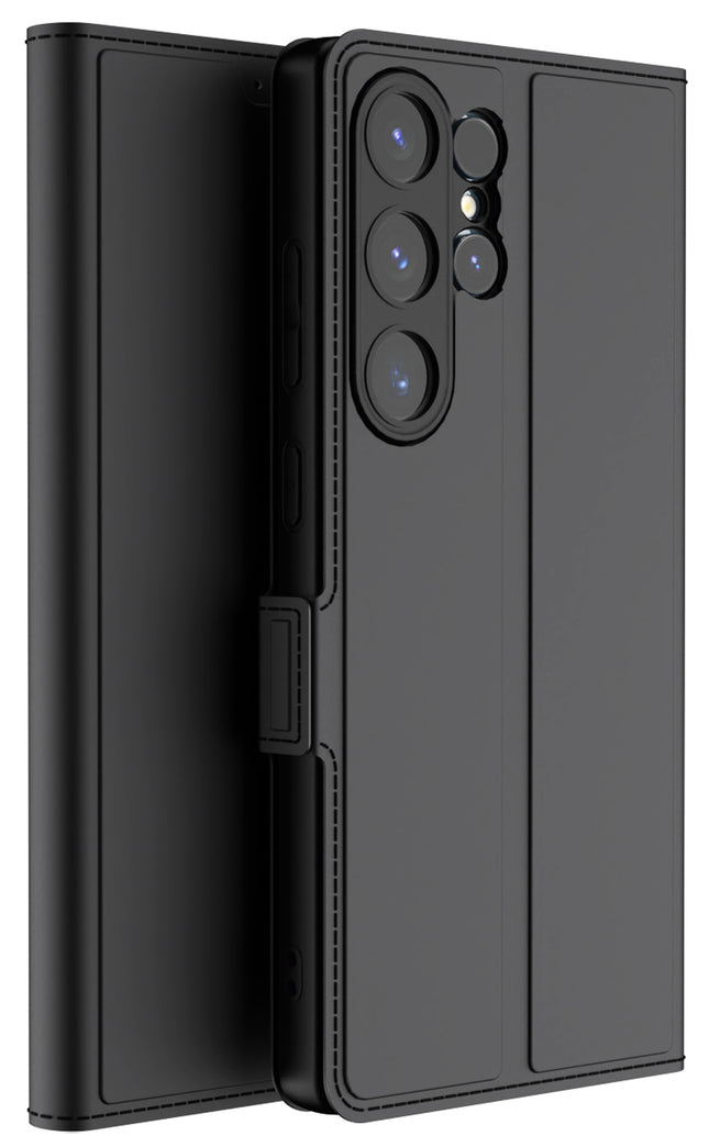 Kapa Noble Slim Magnetic Leather Flip Case Cover for Samsung Galaxy S25 Ultra | Card Holder Stand Flip Wallet Case (Black)
