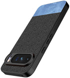 Kapa Soft Fabric & Leather Hybrid Protective Back Cover for Google Pixel 10 Pro XL | Shockproof Slim Hard Anti Slip Back Case (Black,Blue)