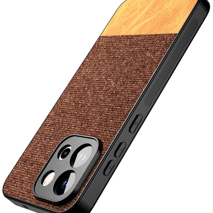 Kapa Soft Fabric & Leather Hybrid Protective Back Cover for OnePlus 13S | Shockproof Slim Hard Anti Slip Back Case (Brown)