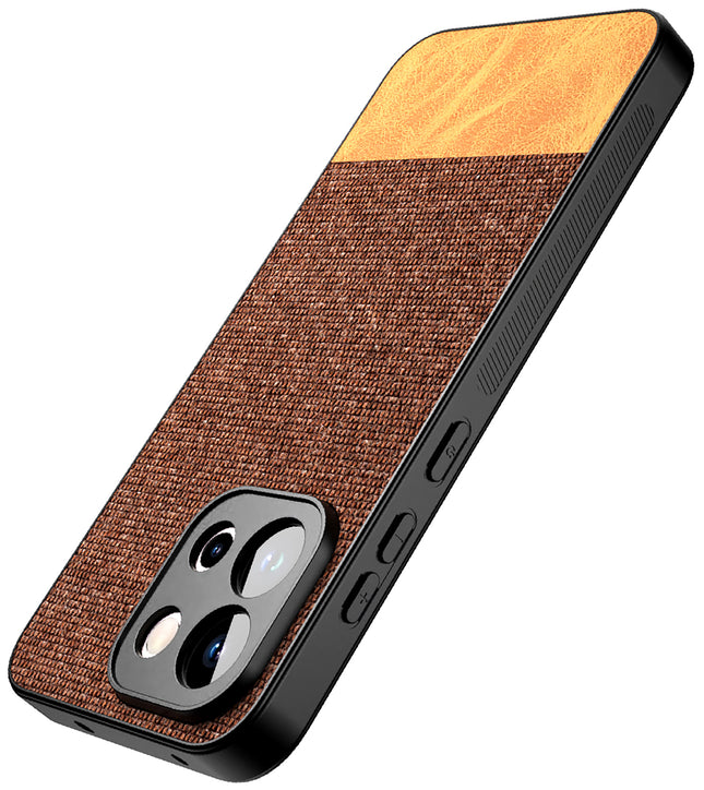 Kapa Soft Fabric & Leather Hybrid Protective Back Cover for OnePlus 13S | Shockproof Slim Hard Anti Slip Back Case (Brown)