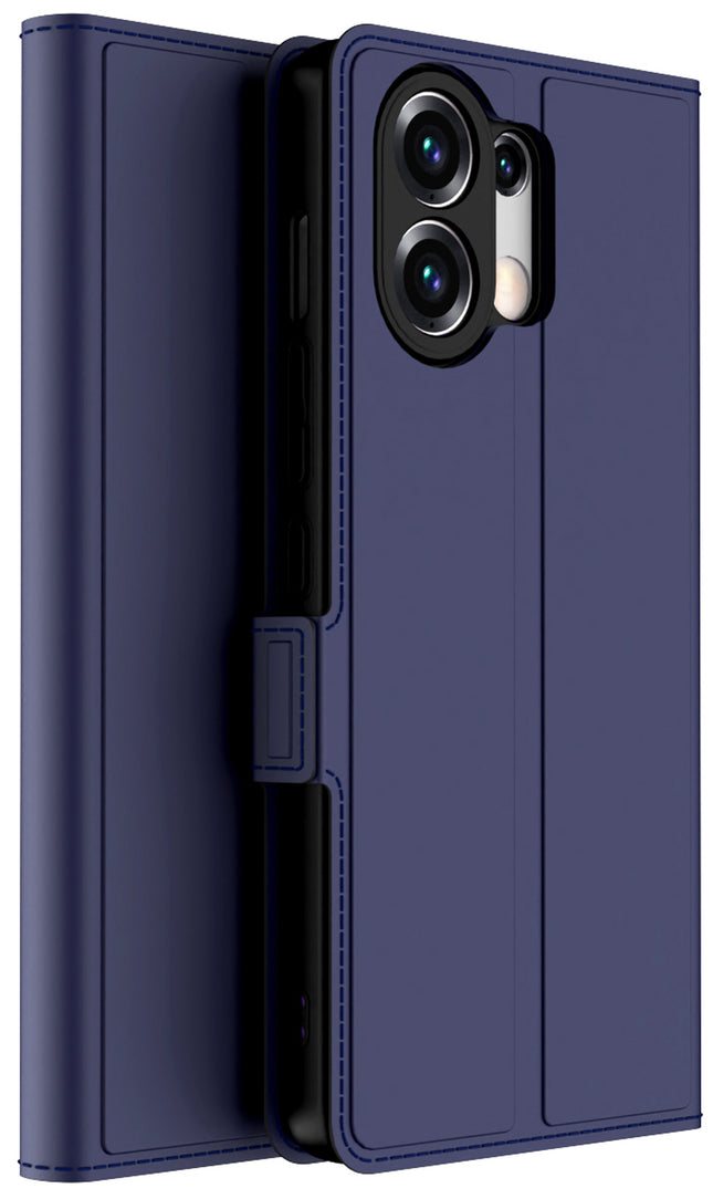 Kapa Noble Slim Magnetic Leather Flip Case Cover for Oppo K13 Turbo / K13 Turbo Pro | Card Holder Stand Flip Wallet Case (Blue)