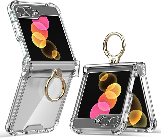 Kapa Clear Airbag Ring Back Case for Samsung Galaxy Flip7 / Z Flip 7 | Transparent Shockproof Slim Hard Protective Cover (Clear)