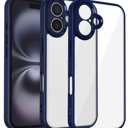 Kapa Hawkeye Clear Back Cover for Apple iPhone 16 | Camera Lens Protector Shockproof Slim Clear Case Cover (Blue Sides) - Mobizang