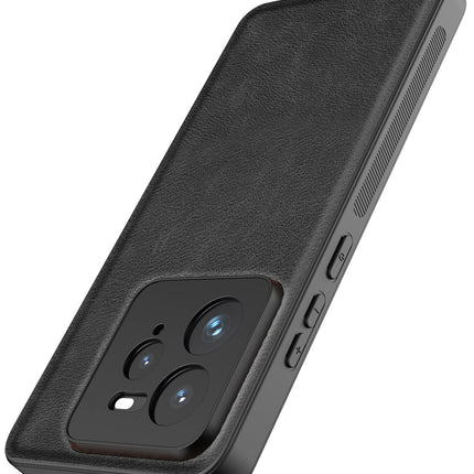 Kapa Tux Leather Back Cover for Realme GT 7 PRO | Slim Shockproof Camera Protection Bumper Case (Black) - Mobizang