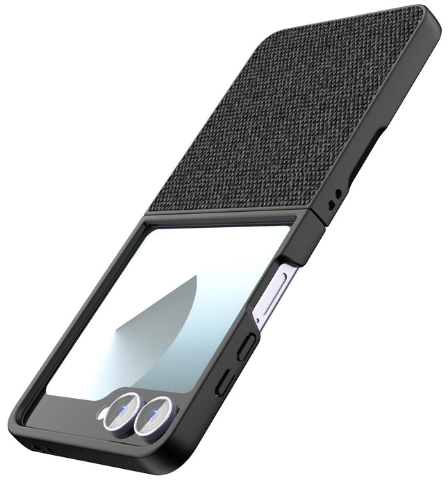 Kapa Soft Full Fabric Protective Back Case Cover for Samsung Galaxy Z Flip 7 | Shockproof Slim Hard Anti Slip Back Case (Black) - Mobizang