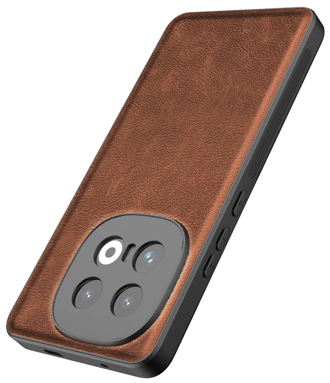 Kapa Tux Leather Back Cover for Iqoo 13 (5G) | Slim Shockproof Camera Protection Bumper Case (Brown)