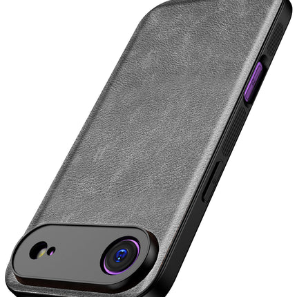 Kapa Tux Leather Back Cover for Apple iPhone 17 Air | Slim Shockproof Camera Protection Bumper Case (Grey) - Mobizang