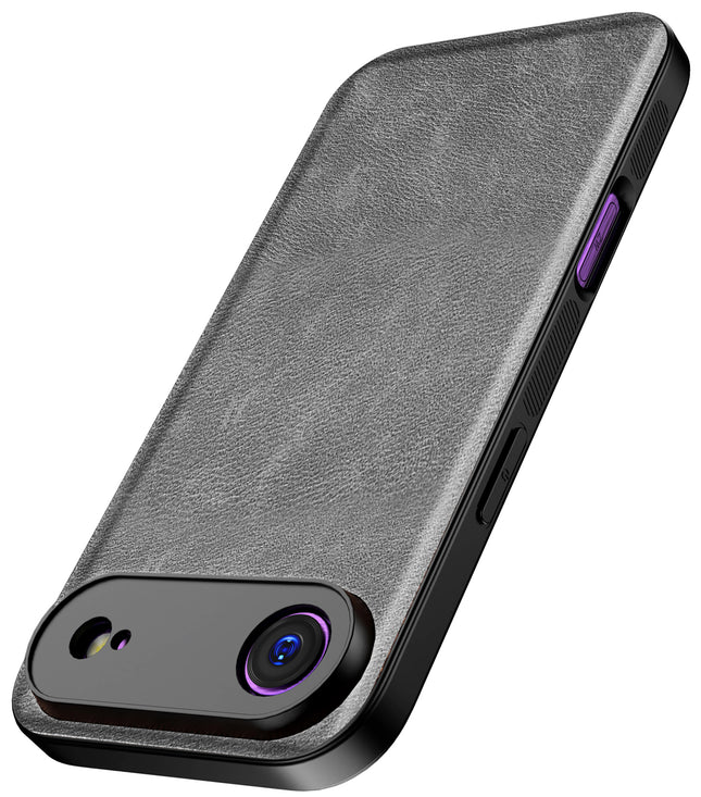 Kapa Tux Leather Back Cover for Apple iPhone 17 Air | Slim Shockproof Camera Protection Bumper Case (Grey) - Mobizang