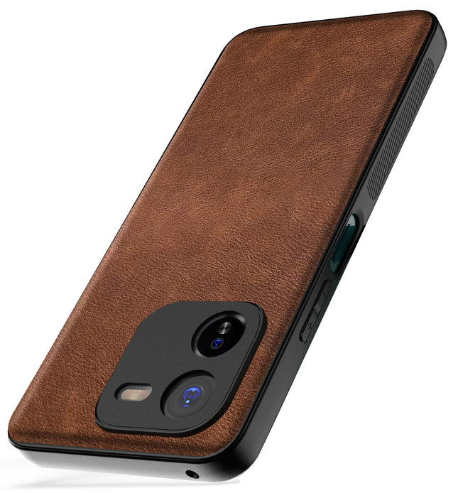 Kapa Tux Leather Back Cover for IQOO Z9X | Slim Shockproof Camera Protection Bumper Case (Brown)