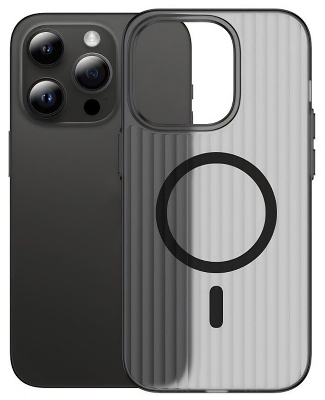 Kapa Matte Magnetic Wave Grip Back Cover for Apple iPhone 16 Pro Max | [MagSafe Compatible] Wireless charging, Slim, Metal Buttons, Frosted Back Case (Grey)