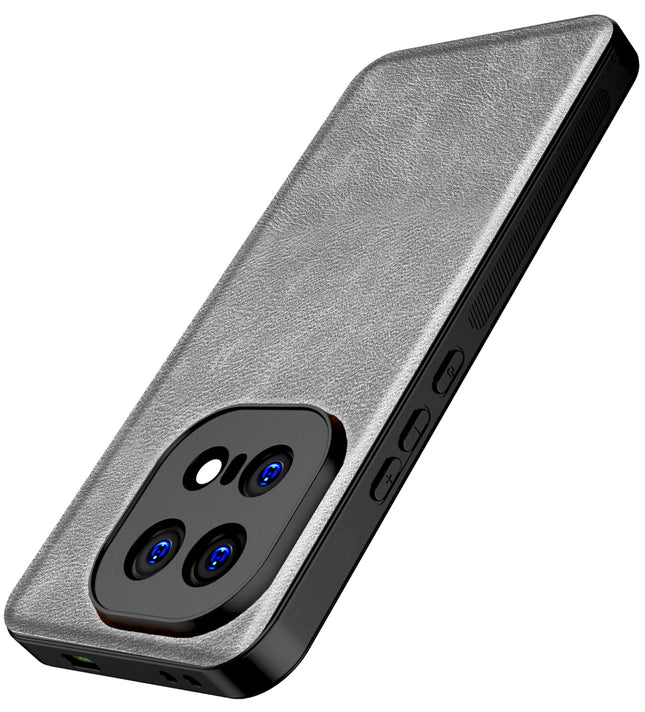 Kapa Tux Leather Back Cover for IQOO 15 5G | Slim Shockproof Camera Protection Bumper Case (Grey)