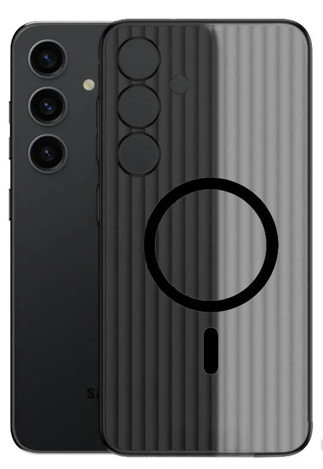 Kapa Matte Magnetic Wave Grip Back Cover for Samsung Galaxy S25 PLUS | [MagSafe Compatible] Wireless charging, Slim, Metal Buttons, Frosted Back Case (Grey)