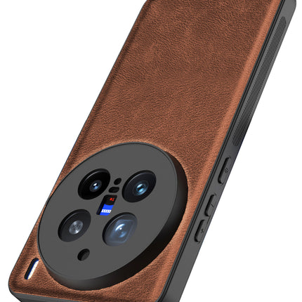Kapa Tux Leather Back Cover for Vivo X200 Pro (5G) | Slim Shockproof Camera Protection Bumper Case (Brown)
