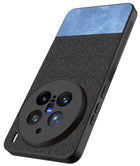 Kapa Soft Fabric & Leather Hybrid Protective Back Cover for Vivo X200 Pro (5G) | Shockproof Slim Hard Anti Slip Back Case (Black,Blue) - Mobizang