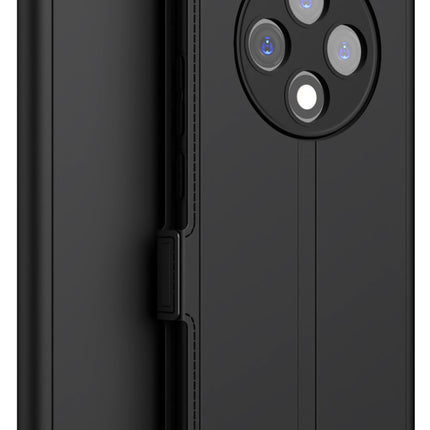 Kapa Noble Slim Magnetic Leather Flip Case Cover for Oppo F27 Pro / Oppo F27 Pro Plus | Card Holder Stand Flip Wallet Case (Black) - Mobizang