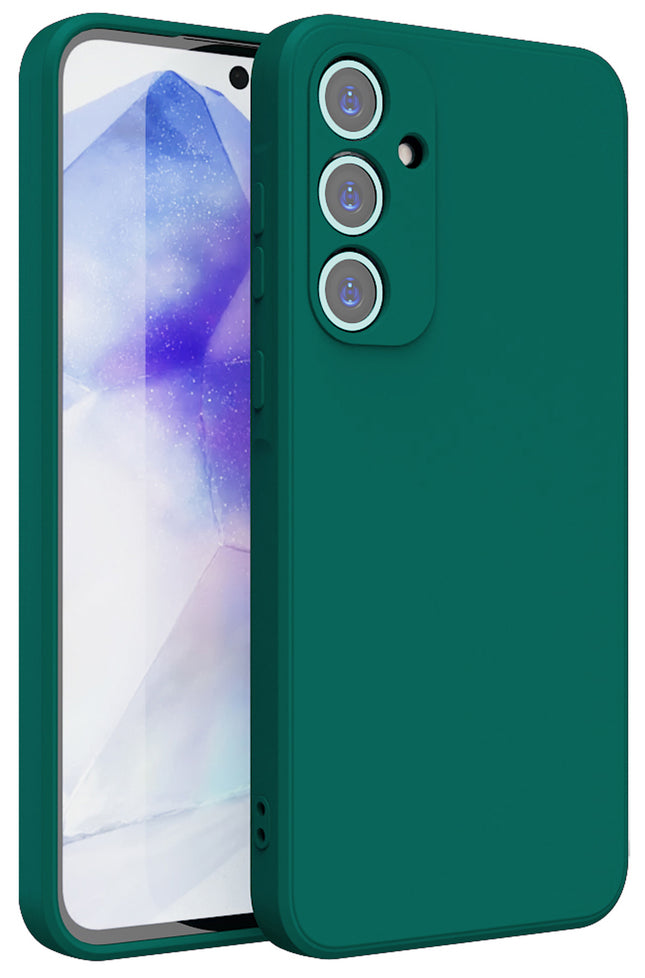 Kapa Matte Protective Lens Flexible Back Cover for Samsung Galaxy A35 (5G) | Slim Silicone with Soft Lining Shockproof Full Body Bumper Case (Green)