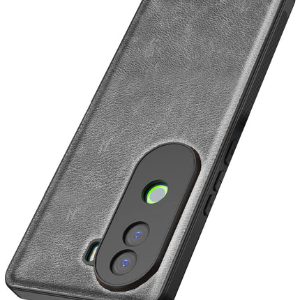 Kapa Tux Leather Back Cover for Vivo V40E / iQOO Z9S | Slim Shockproof Camera Protection Bumper Case (Grey)