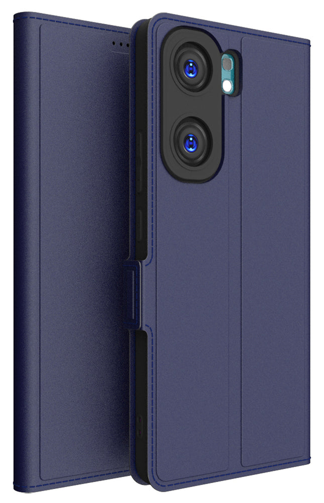 Kapa Noble Slim Magnetic Leather Flip Case Cover for IQOO Neo 9 Pro | Card Holder Stand Flip Wallet Case (Blue) - Mobizang