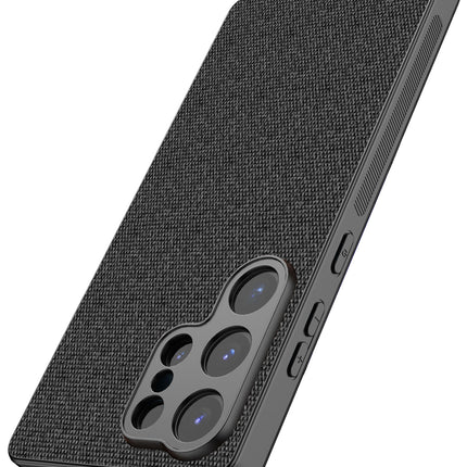 Kapa Soft Full Fabric Protective Back Case Cover for Samsung Galaxy S25 Ultra | Shockproof Slim Hard Anti Slip Back Case (Black)