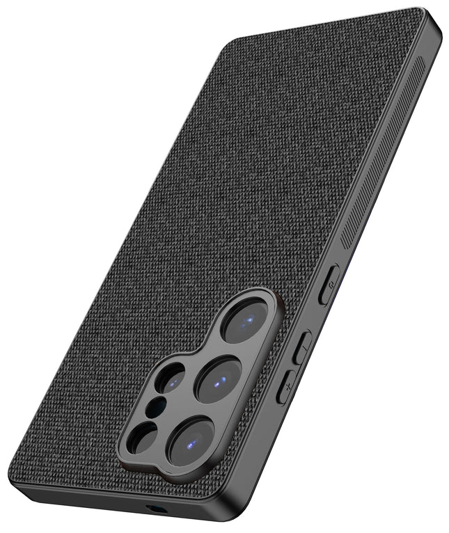 Kapa Soft Full Fabric Protective Back Case Cover for Samsung Galaxy S25 Ultra | Shockproof Slim Hard Anti Slip Back Case (Black)