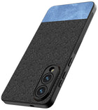 Kapa Soft Fabric & Leather Hybrid Protective Back Cover for Samsung Galaxy S25 Edge | Shockproof Slim Hard Anti Slip Back Case (Black,Blue)