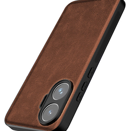 Kapa Tux Leather Back Cover for Poco F7 5G | Slim Shockproof Camera Protection Bumper Case (Brown)