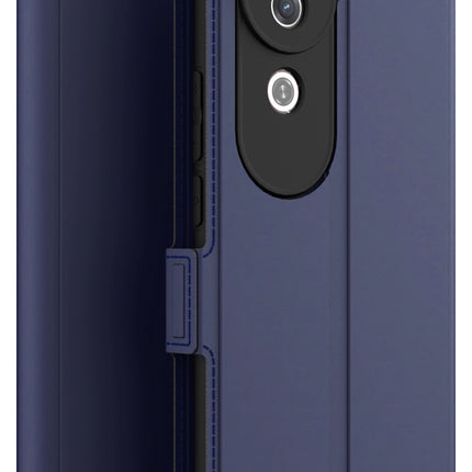 Kapa Noble Slim Magnetic Leather Flip Case Cover for Vivo V40E / IQOO Z9S | Card Holder Stand Flip Wallet Case (Blue)