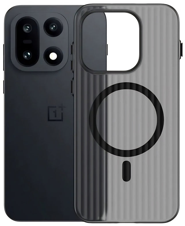Kapa Wave Magnetic Frosted Grip Back Cover for OnePlus 15 | [MagSafe Compatible] Wireless charging, Slim, Metal Buttons Matte Finish Back Case (Grey)