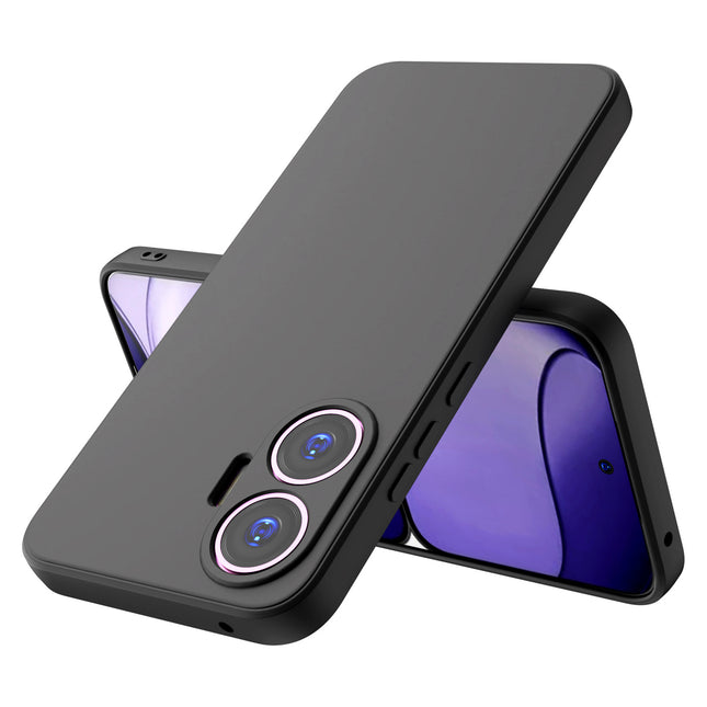 Kapa Matte Protective Lens Flexible Back Cover for Poco F7 5G | Slim Silicone with Soft Lining Shockproof Full Body Bumper Case (Black)