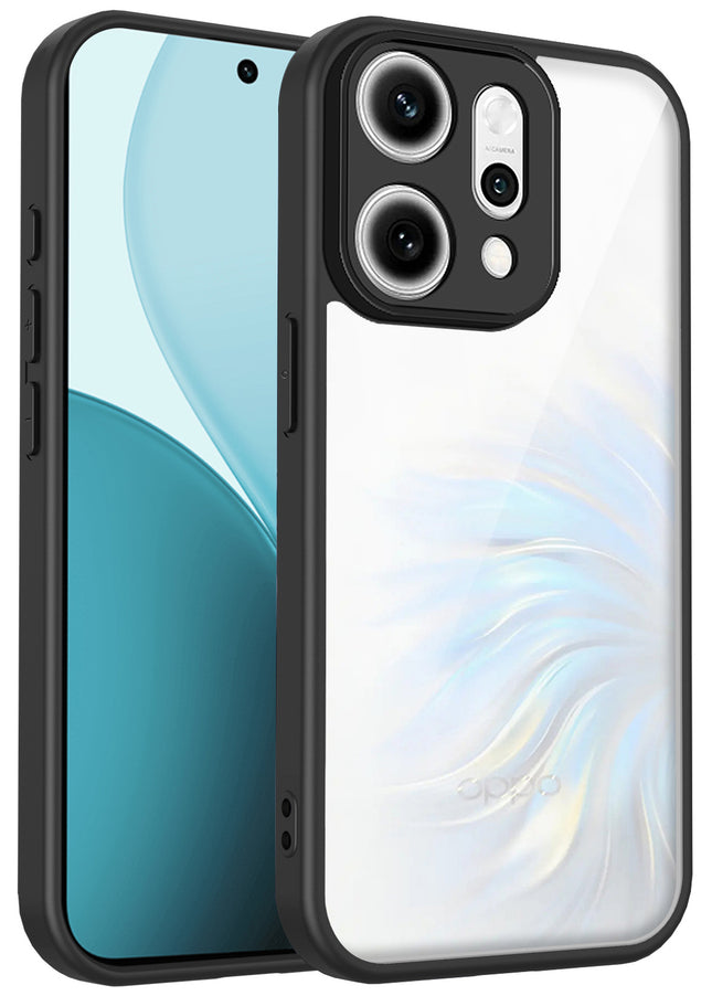 Kapa Hawkeye Clear Slim Tough Back Cover for Oppo Reno 14 5G | Camera Lens Protector Anti Yellow Shockproof Clear Hybrid Case Cover (Black) - Mobizang