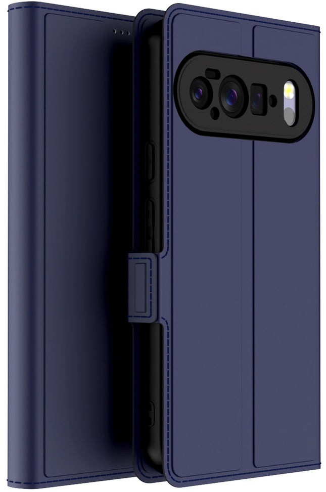 Kapa Noble Slim Magnetic Leather Flip Case Cover for Google Pixel 10 Pro | Card Holder Stand Flip Wallet Case (Blue)