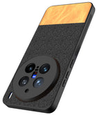 Kapa Soft Fabric & Leather Hybrid Protective Back Cover for Vivo X200 Pro (5G) | Shockproof Slim Hard Anti Slip Back Case (Black,Brown)