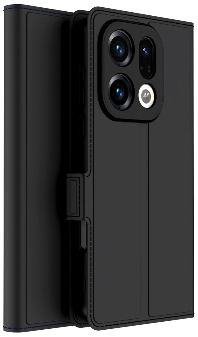 Kapa Noble Slim Magnetic Leather Flip Case Cover for Oppo Find X9 | Card Holder Stand Flip Wallet Case (Black) - Mobizang