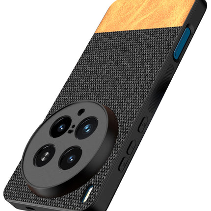 Kapa Soft Fabric & Leather Hybrid Protective Back Cover for Vivo X200 Ultra | Shockproof Slim Hard Anti Slip Back Case (Black,Brown)