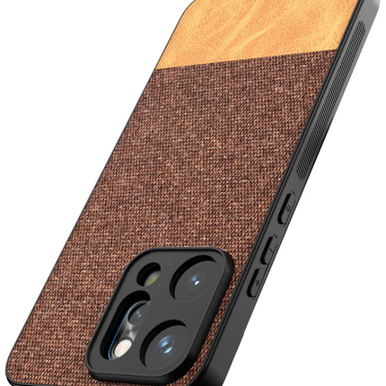 Kapa Soft Fabric & Leather Hybrid Protective Back Cover for Oppo Reno 14 PRO 5G | Shockproof Slim Hard Anti Slip Back Case (Brown) - Mobizang