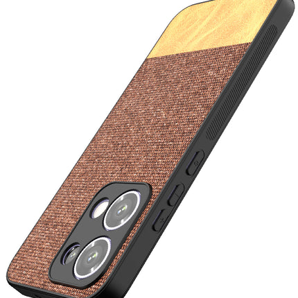 Kapa Soft Fabric & Leather Hybrid Protective Back Cover for Oppo Reno 13 5G | Shockproof Slim Hard Anti Slip Back Case (Brown)