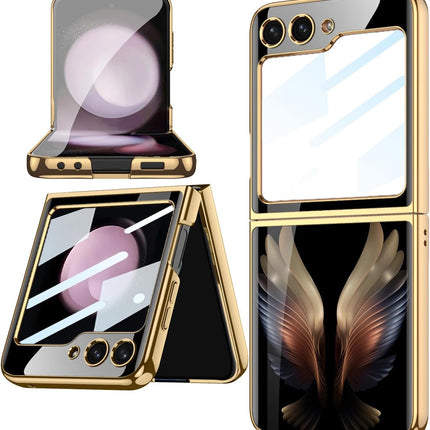 Kapa 9H Glass Back Case for Samsung Galaxy Z Flip6 / Z Flip 6,Ultra Thin Full Body Protection Folding Hard Back Cover, Design Wings