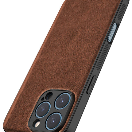 Kapa Tux Leather Back Cover for Apple iPhone 16 Pro Max | Slim Shockproof Camera Protection Bumper Case (Brown) - Mobizang