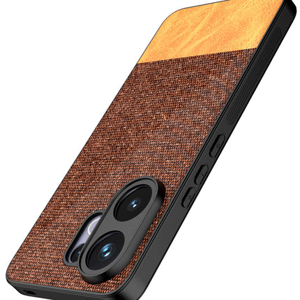Kapa Soft Fabric & Leather Hybrid Protective Back Cover for Vivo V60 / V60e / Vivo T4 Pro 5G | Shockproof Slim Hard Anti Slip Back Case (Brown)