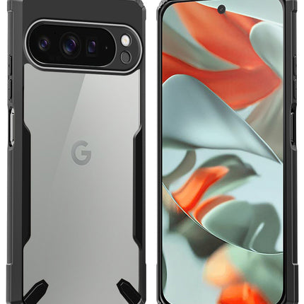 Kapa Bull Clear Back Cover for Google Pixel 9 PRO XL | [Military Grade Protection] Shock Proof Slim Hybrid Bumper Case (Black)