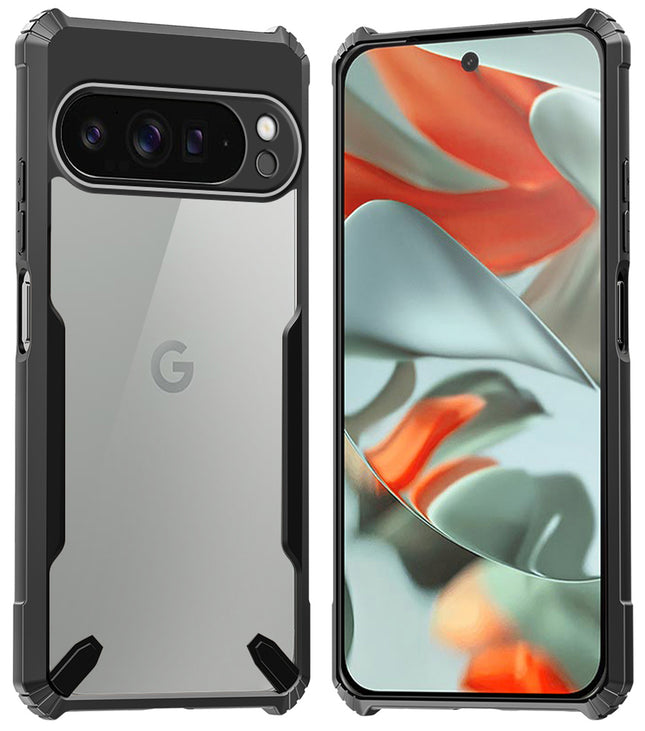 Kapa Bull Clear Back Cover for Google Pixel 9 PRO XL | [Military Grade Protection] Shock Proof Slim Hybrid Bumper Case (Black)