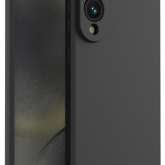 Kapa Matte Protective Lens Flexible Back Cover for Samsung Galaxy S25 Edge | Slim Silicone with Soft Lining Shockproof Full Body Bumper Case (Black) - Mobizang