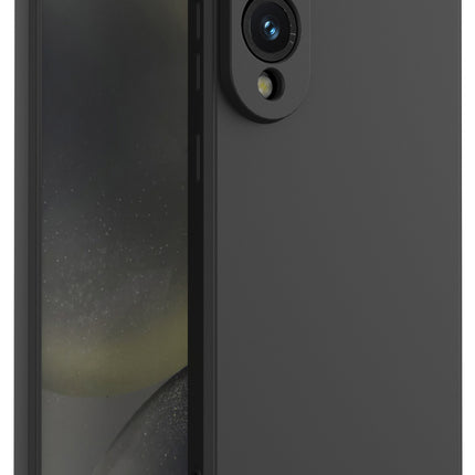 Kapa Matte Protective Lens Flexible Back Cover for Samsung Galaxy S25 Edge | Slim Silicone with Soft Lining Shockproof Full Body Bumper Case (Black) - Mobizang