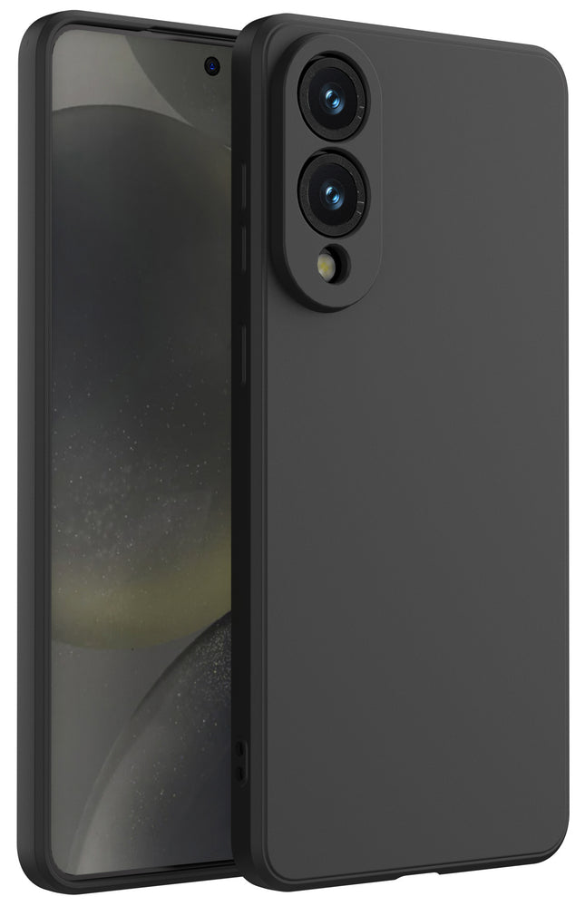 Kapa Matte Protective Lens Flexible Back Cover for Samsung Galaxy S25 Edge | Slim Silicone with Soft Lining Shockproof Full Body Bumper Case (Black) - Mobizang