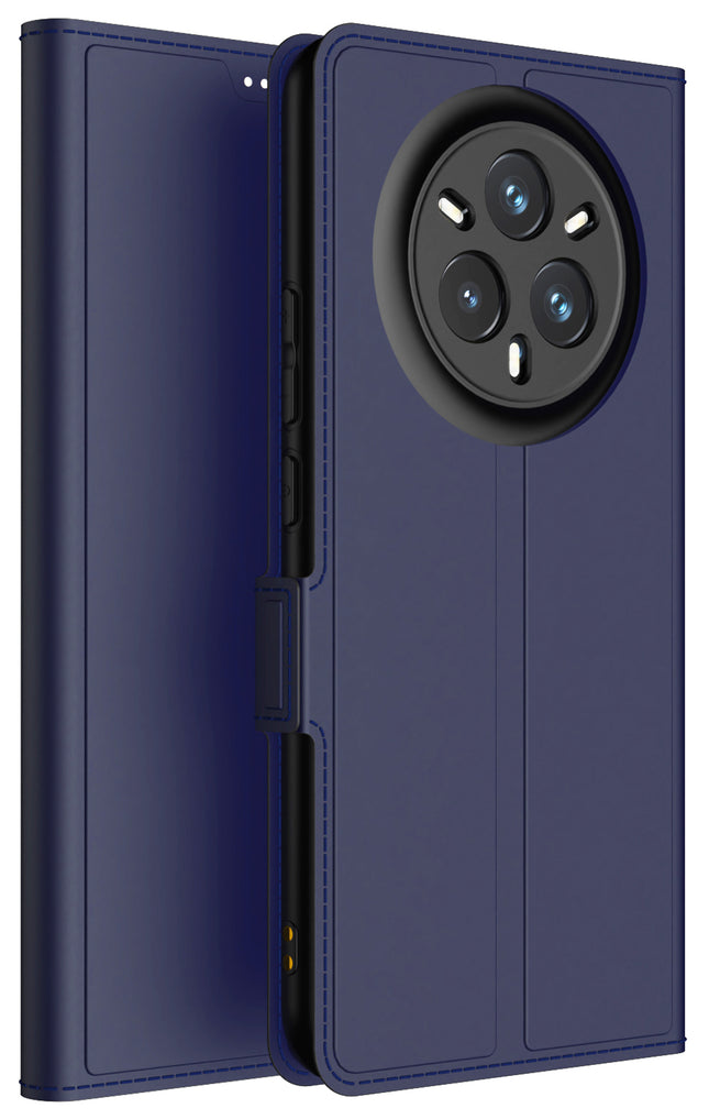 Kapa Noble Slim Magnetic Leather Flip Case Cover for Realme 14 Pro+ (Plus) 5G | Card Holder Stand Flip Wallet Case (Blue)