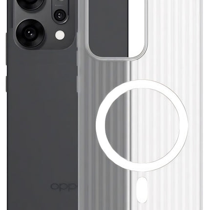 Kapa Wave Magnetic Frosted Grip Back Cover for Oppo Reno 14 Pro 5G | [MagSafe Compatible] Wireless charging, Slim, Metal Buttons Matte Finish Back Case (White) - Mobizang