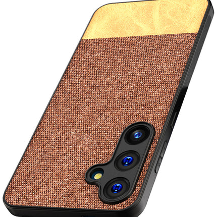 Kapa Soft Fabric & Leather Hybrid Protective Back Cover for Samsung Galaxy A55 (5G) | Shockproof Slim Hard Anti Slip Back Case (Brown)