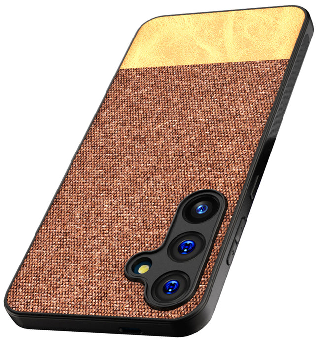 Kapa Soft Fabric & Leather Hybrid Protective Back Cover for Samsung Galaxy A55 (5G) | Shockproof Slim Hard Anti Slip Back Case (Brown)