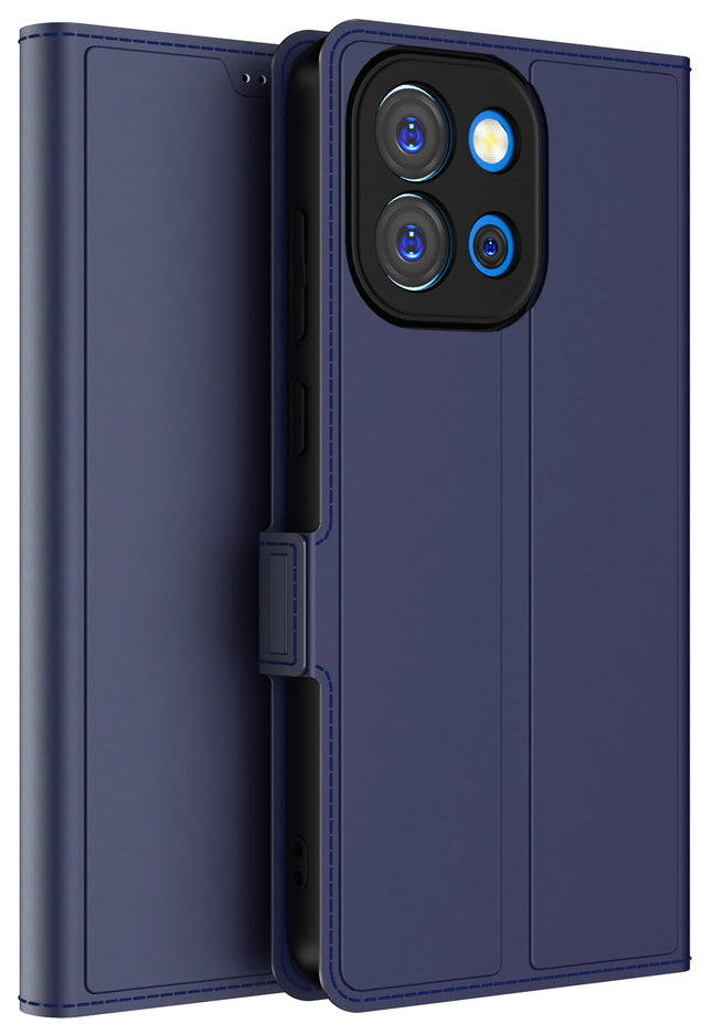 Kapa Noble Slim Magnetic Leather Flip Case Cover for OnePlus 13S | Card Holder Stand Flip Wallet Case (Blue)