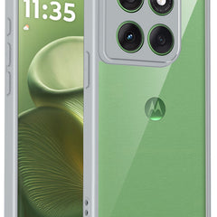 Kapa Hawkeye Clear Slim Tough Back Cover for Moto Edge 60 Stylus | Camera Lens Protector Anti Yellow Shockproof Clear Hybrid Case Cover (Grey) - Mobizang